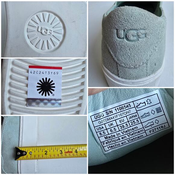 Light Green Ugg Sneakers Jass Size 8.5 Suede Leather Slip On Loafers - Picture 8 of 14